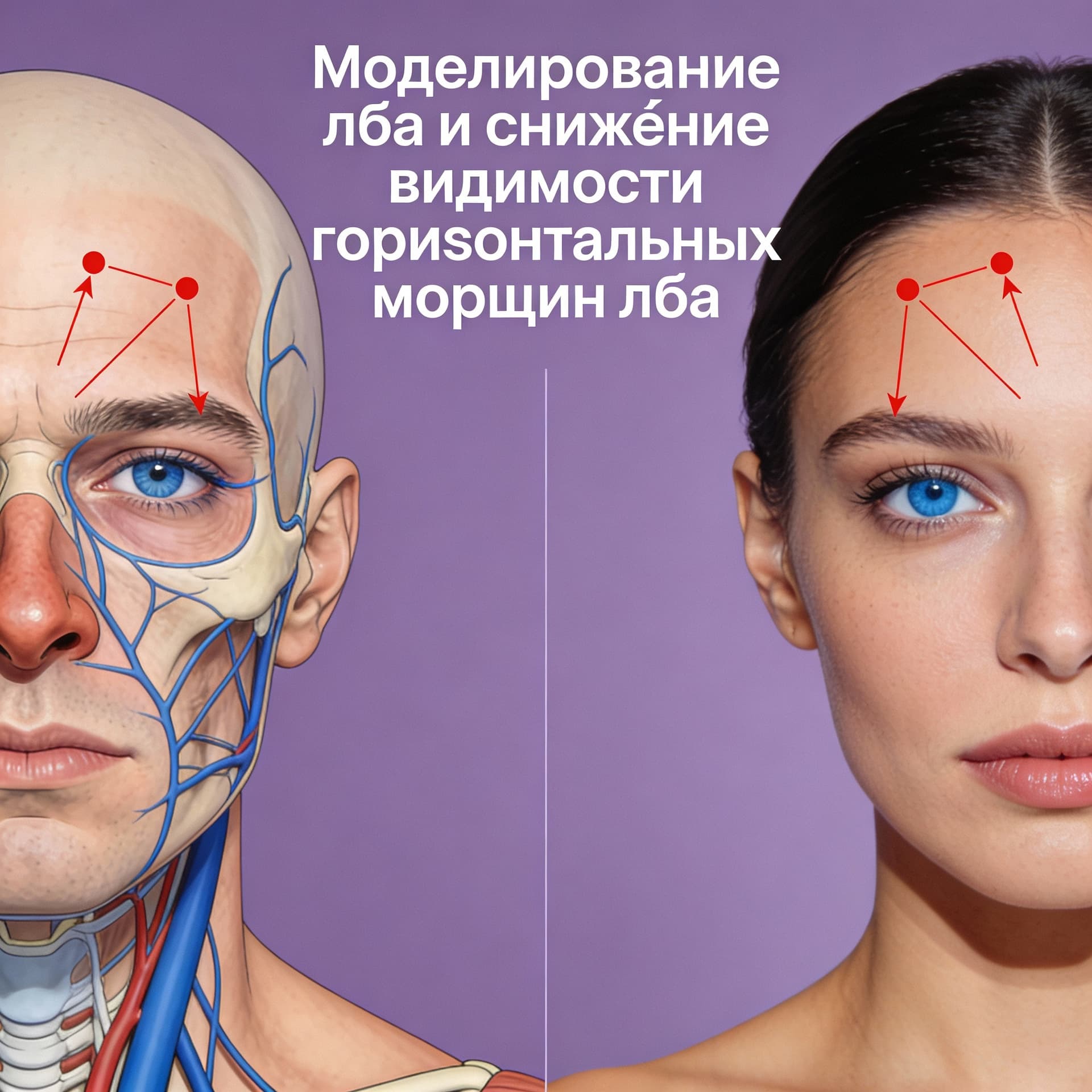 AI generated: Utwórz ilustrację podzieloną na dwie części w stylu medycznym lub kosmetycznym. Po lewej stronie pok...