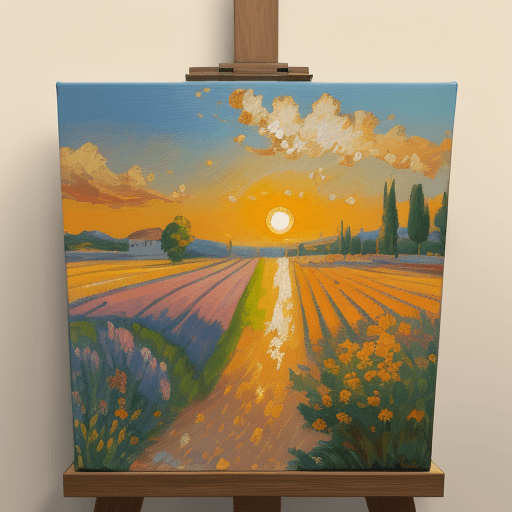 AI generated: impressionist painting on canvas of Provence, in the style of impressionist masters, warm colors, de...