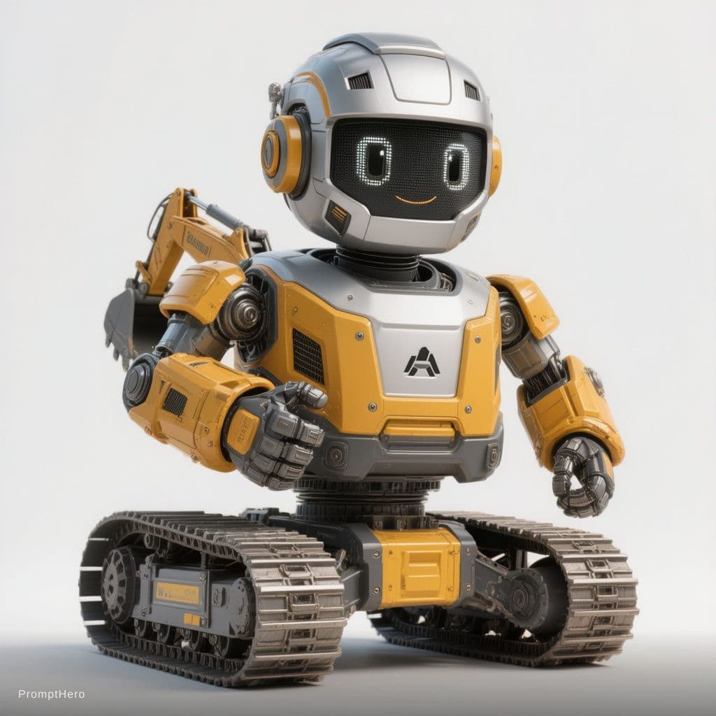 AI generated: Create a premium industrial mascot character for a crawler undercarriage and construction machinery ...