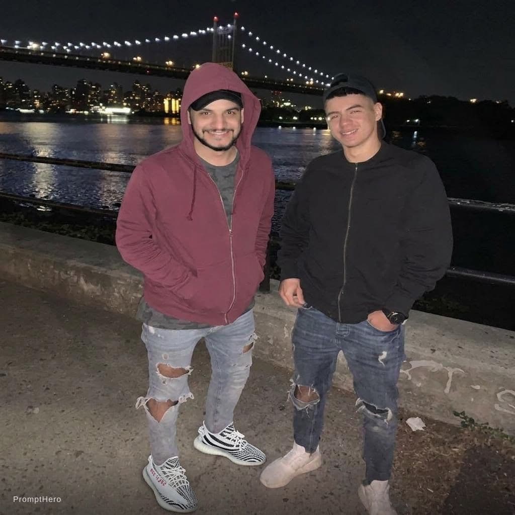 AI generated: The person who is on the left side change his shoes to be the uploaded shoes