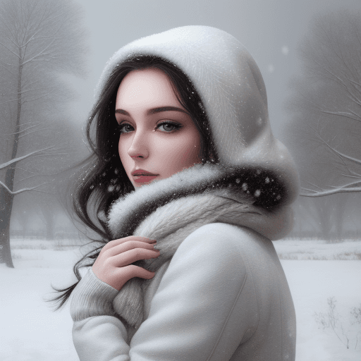 AI generated: Beauty in a snowy landscape, woman