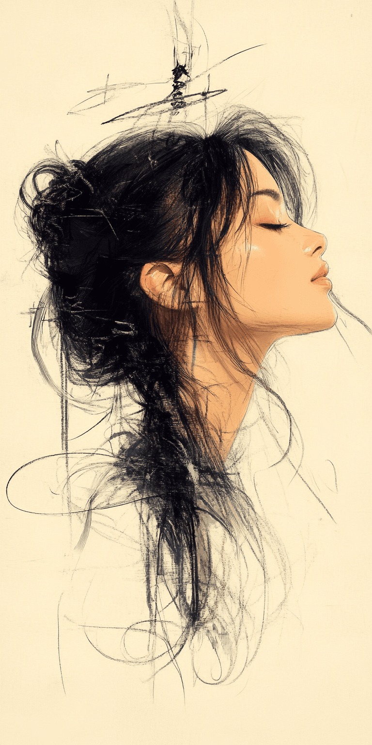 AI generated: drawing of a woman, in the style of video montages, nature-inspired art nouveau, soft-focus, I can't...