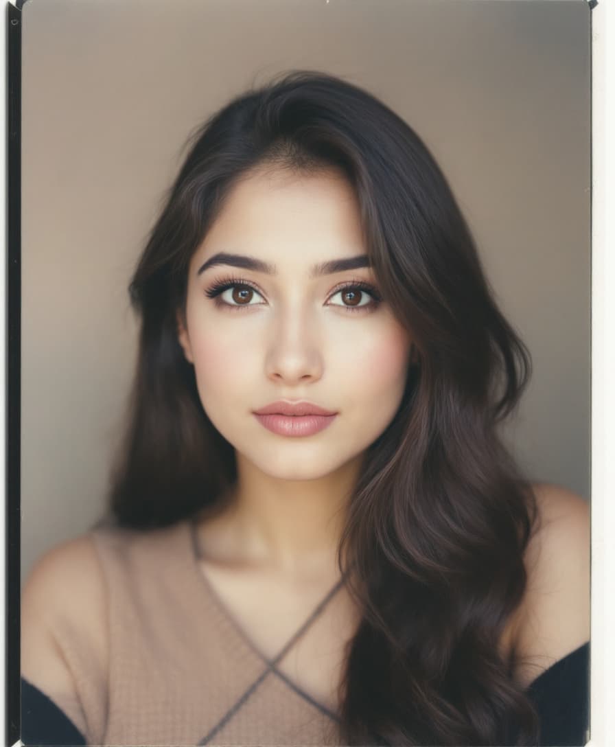 AI generated: Reshmika Mandana, 26 years old, brown hair, high-quality photo portrait, shot on a Polaroid camera, ...