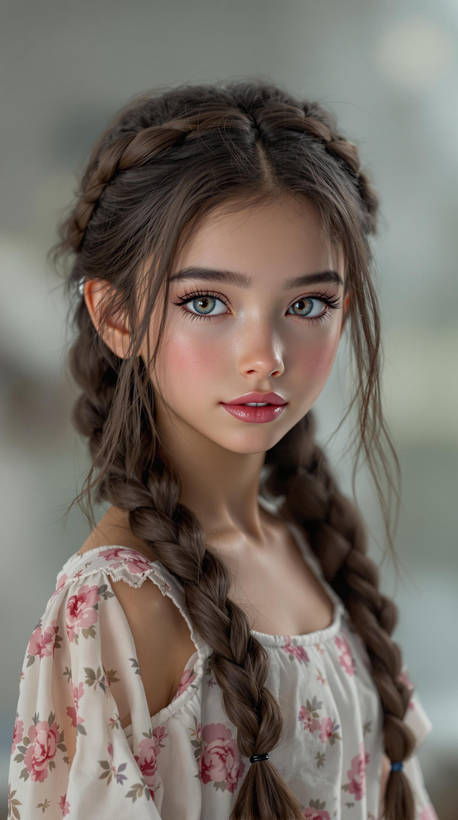 AI generated:  a professional photo of a exceptionally beautiful girl in the world (9 year old) Elle in a highly d...