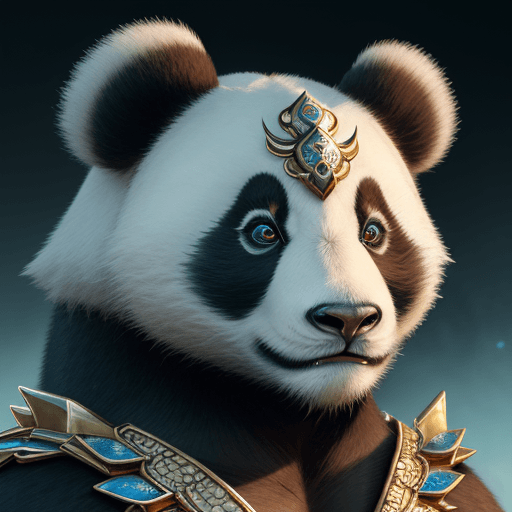 AI generated: 
A fierce and savage panda stands, its gaze fixed upon the horizon, eyes radiating with a menacing ...