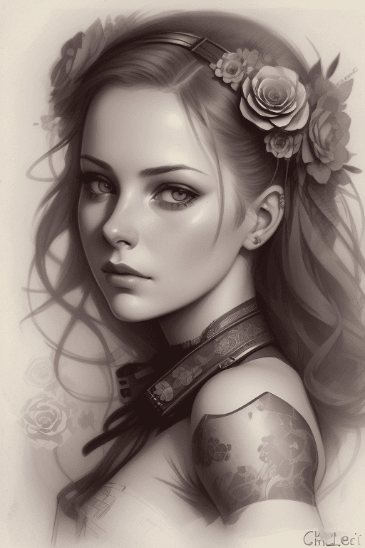 AI generated: snthwve style nvinkpunk Charlie Bowater realistic Lithography sketch portrait of a woman asking for ...