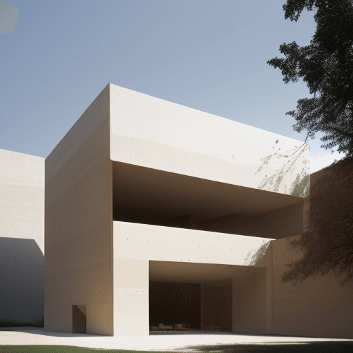 AI generated: Photo of a ultra realistic rammed earth architecture, architecture by herzog de meuron and Anna Herr...