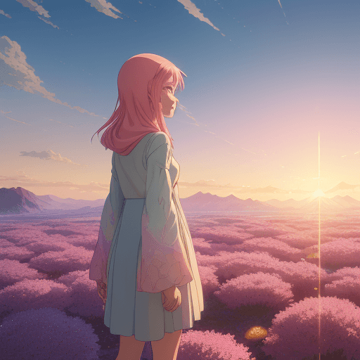 AI generated: dreaming girl, Fajr prayer, pastel colors, morning, sunshine, colorful, vivid, dream, detailed rende...