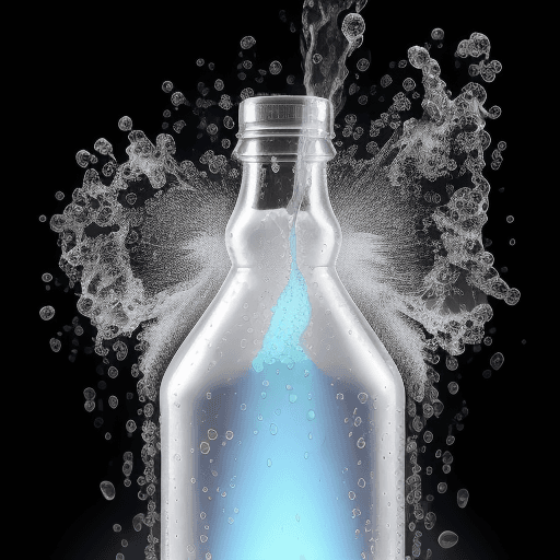 AI generated: A transparent soda bottle with the title "Digital transformation project for a white label soda comp...