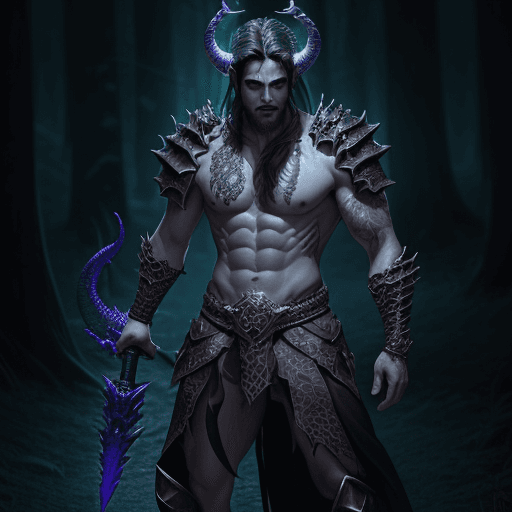 AI generated: A dark short hair male necromancer with scales, a staff, highly detailed, DND, Dragon summoner, drag...