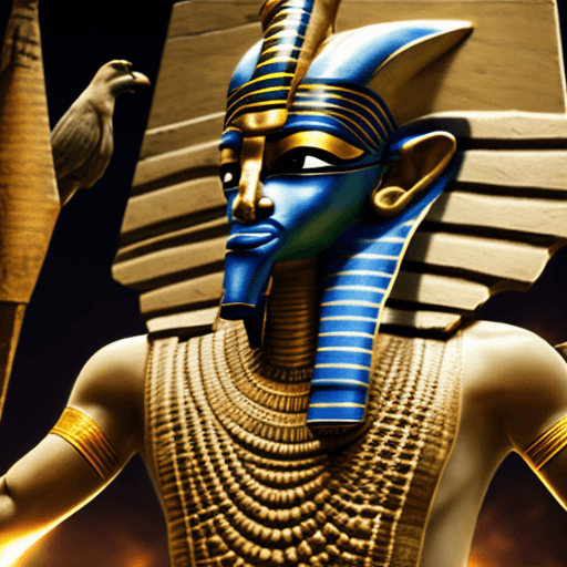 AI generated: The Egyptian god Horus exasperates his wrath against man. Sinister. photorealistic. cinematic. full ...