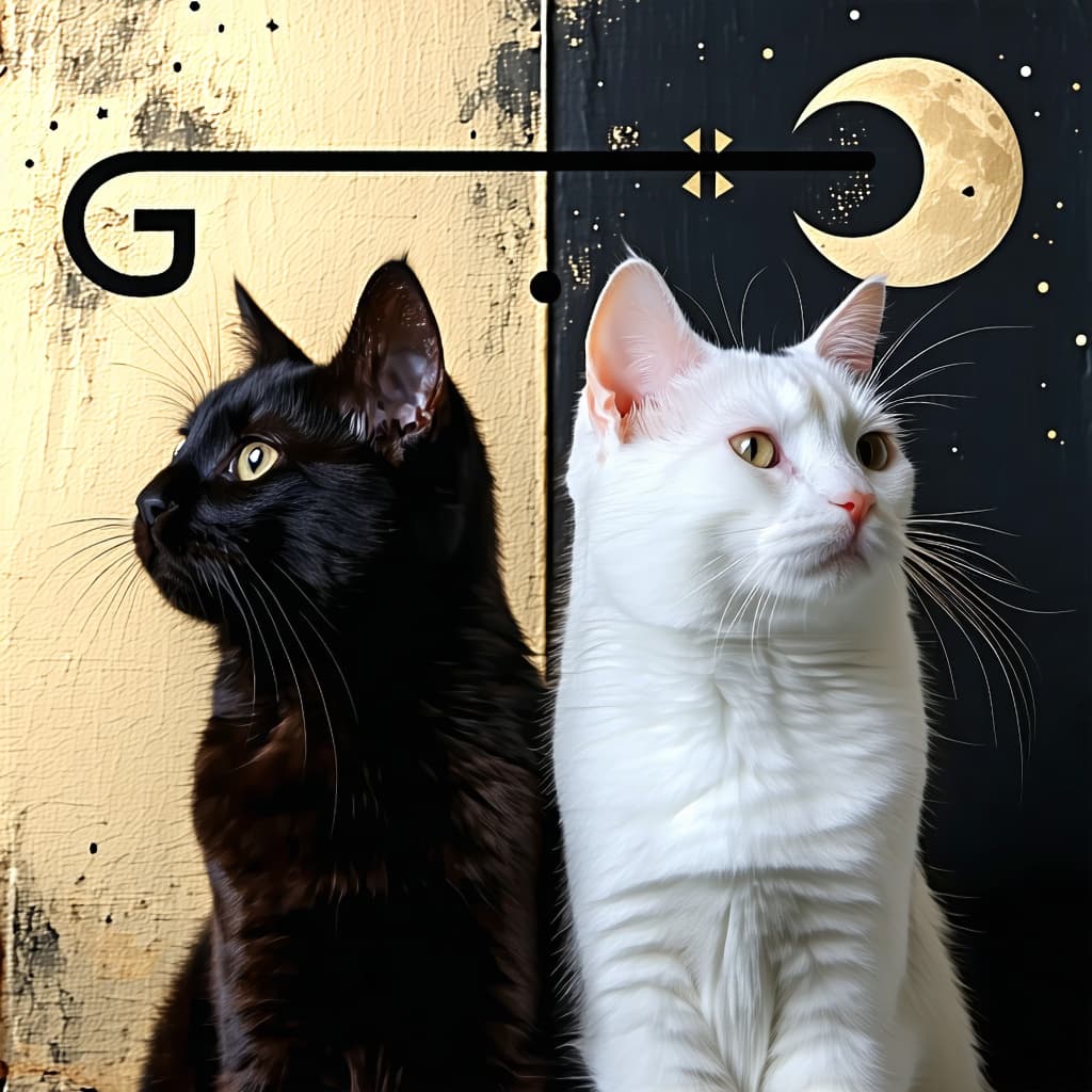 AI generated: A profile picture for youtube,
A black cat and a white cat represented the Gemini sign.