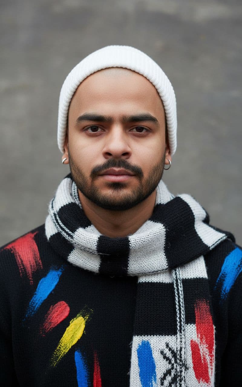 AI generated: a stylish young man with a lean, toned physique (around 57 kg, 5'6 tall) — his beard remains unchang...