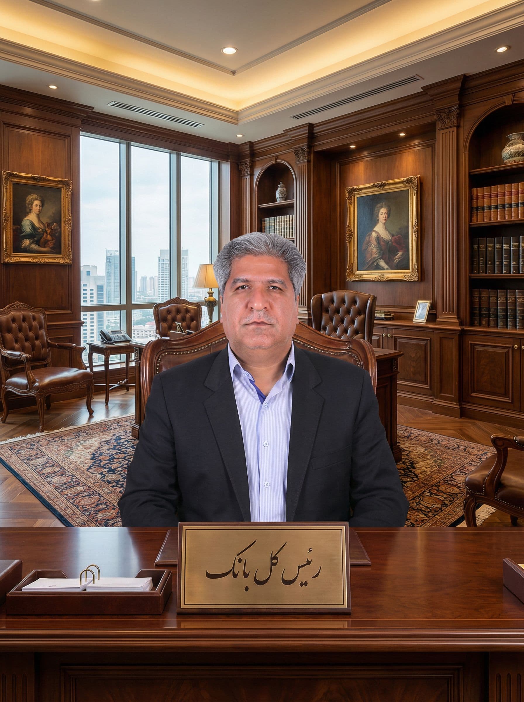 AI generated: رییس بانک بزرگ و مجلل