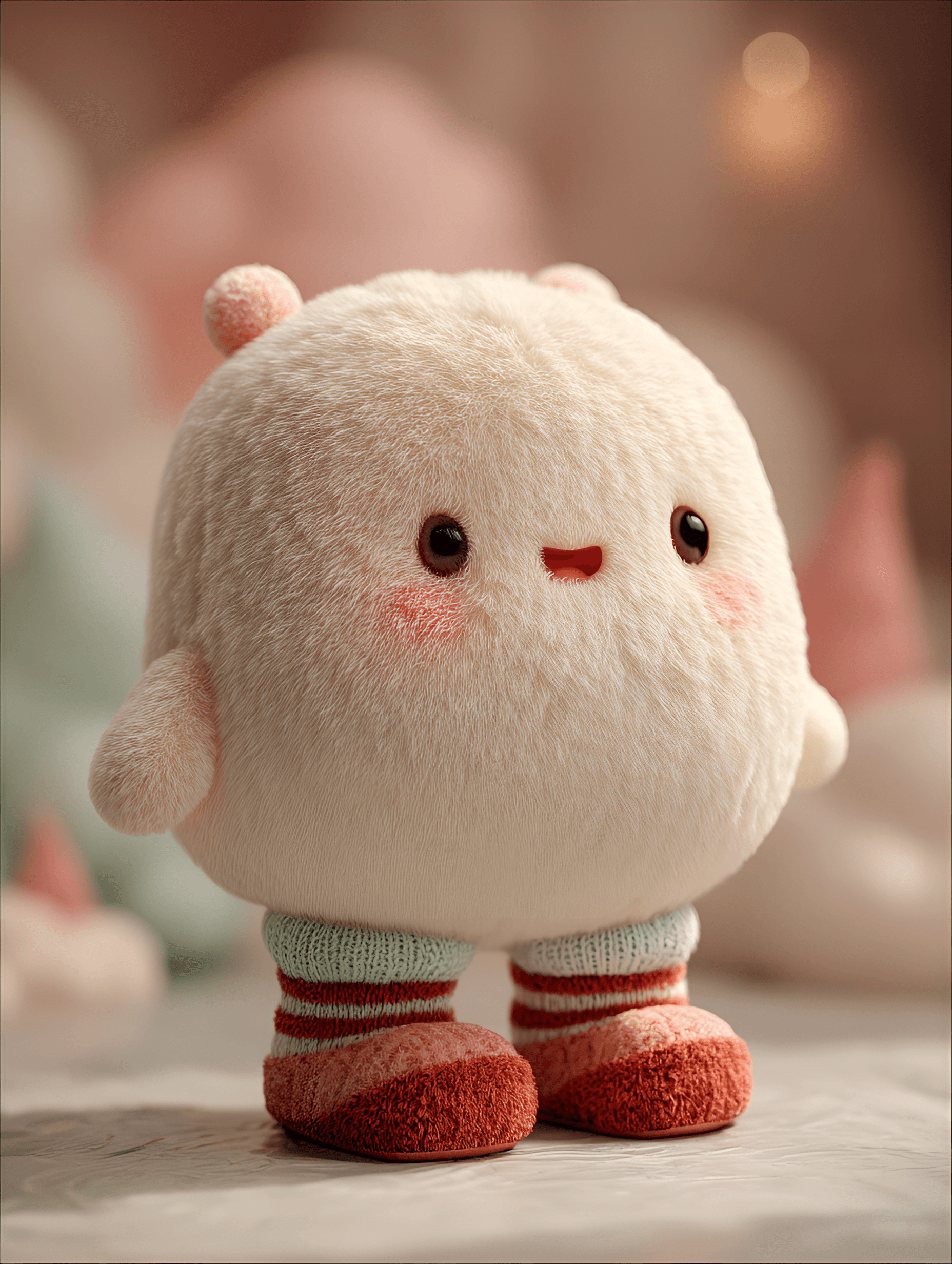 AI generated: white bg, png, fluffy round blob character, small, plump, cottonlike, squeezable, and adorable