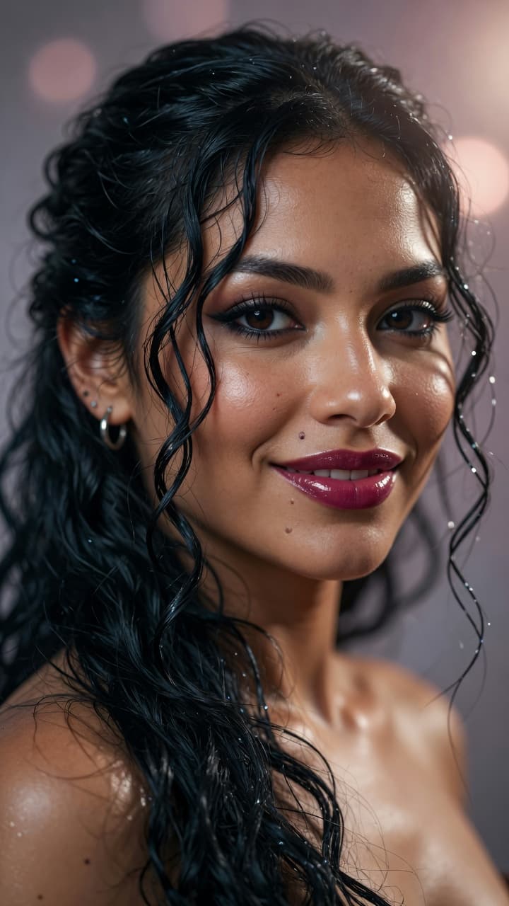 AI generated: A stunning ultra-realistic portrait photograph of a beautiful young woman with striking features, wa...