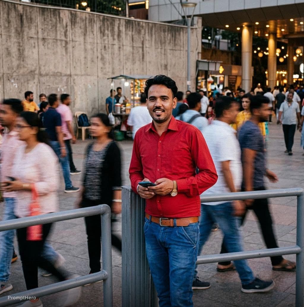 AI generated: photoraphy, front view, an artistic image capturing the essence of urban hustle with a single focuse...