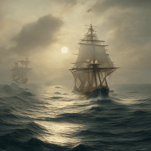 AI generated: Photo of a ultra realistic sailing ship, dramatic light, pale sunrise, cinematic lighting, battered,...