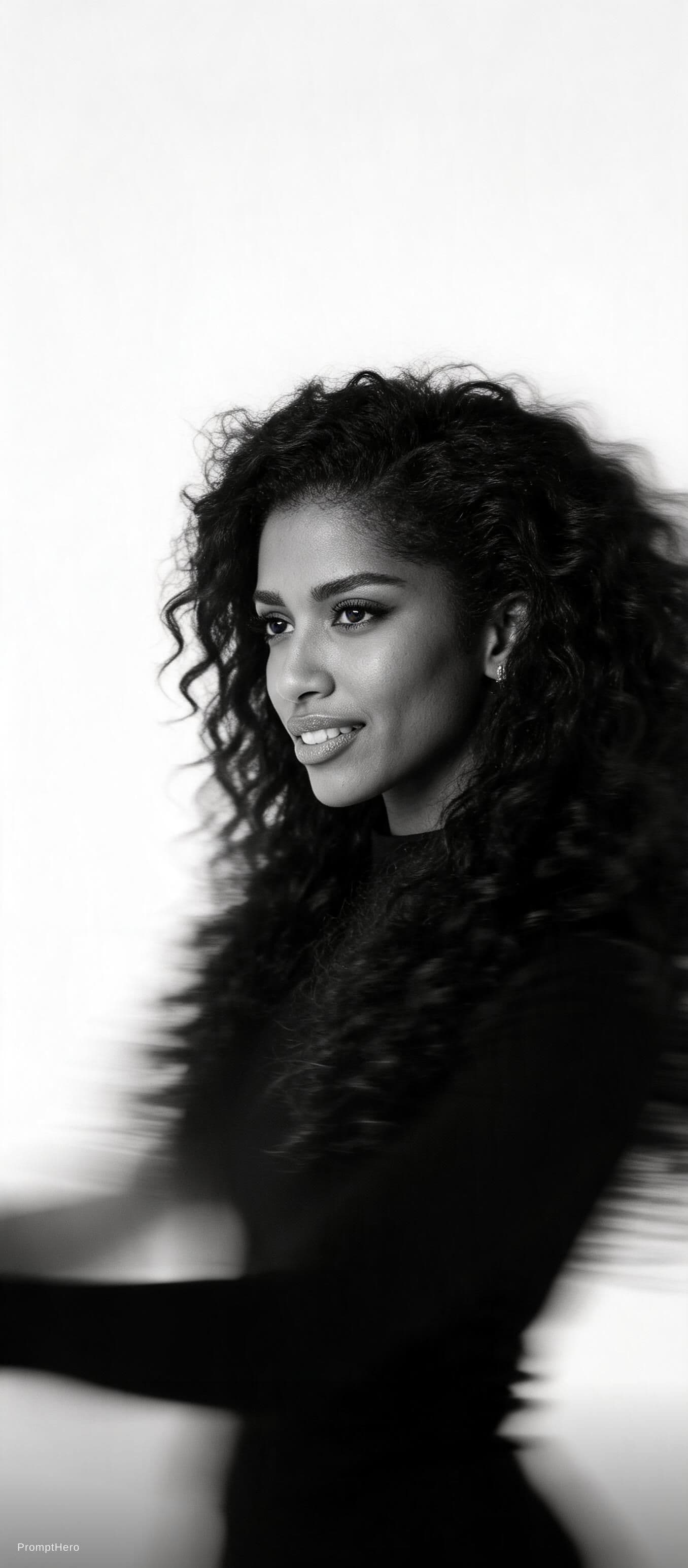 AI generated: Create an image for me that fits DIN A4. A beautiful woman with an african background. It should be ...