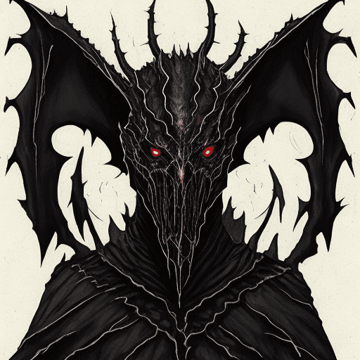 AI generated: A Hell creature, ghost-like and composed of darkness and cinder. It has no face, only a pointed, tat...