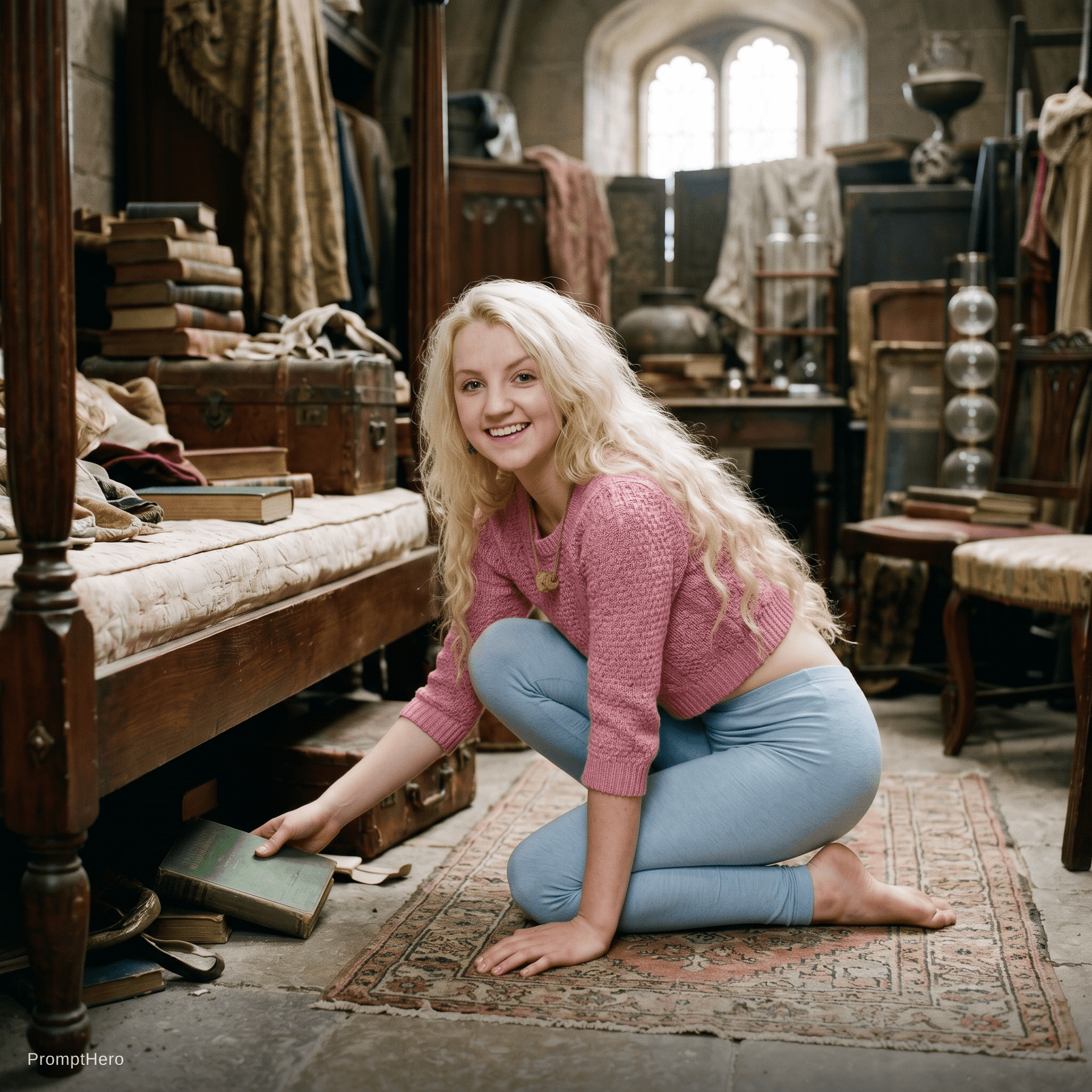 AI generated: “subject":"Petite Luna Lovegood from the harry potter movies", "Style": "Ultra-realistic, high-fashi...