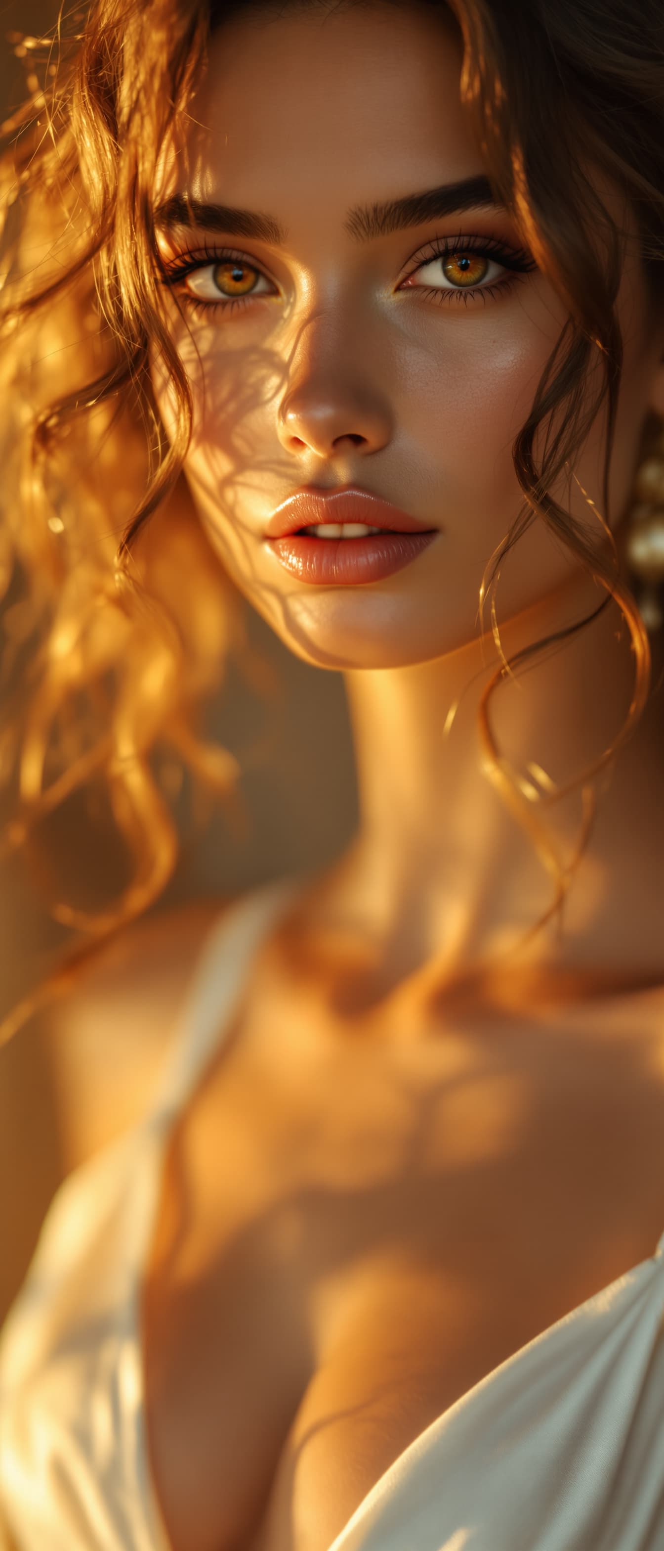 AI generated: Professional photography, fine art, warm, soft aesthetic, dramatic cinematic head and torso portrait...