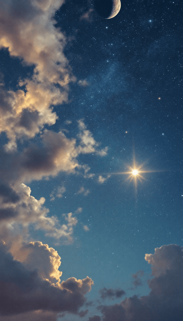AI generated: Arching under the night sky inky
with black expansiveness, we point
to the planets we know, we
pin q...