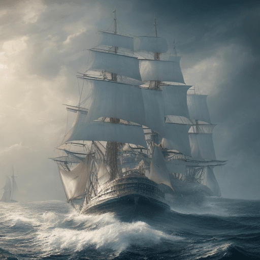 AI generated: Photo of a ultra realistic sailing ship, dramatic light, pale sunrise, cinematic lighting, battered,...