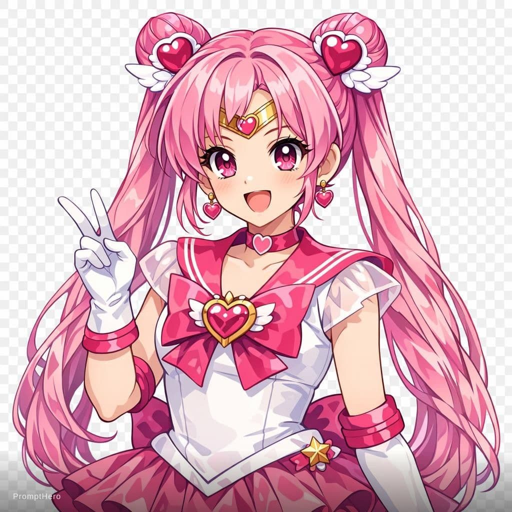 AI generated: a sailor moon oc pink hair pngtuber anime