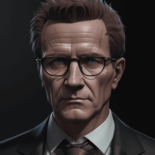 AI generated: Portrait of Gaius Julius Caesar in modern glasses and tie. octane render, trending on artstation,t s...