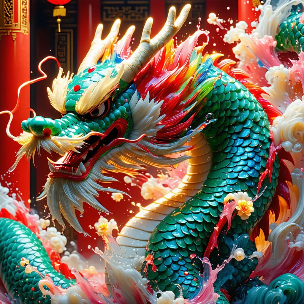 AI generated: showcase the magnificence of Orochi, colorful masterpiece, 1 lady, extremely detailed dragon, luxury...