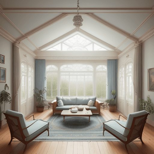 AI generated: High resolution photography interior design, dreamy sunken living room conversation pit, wooden floo...