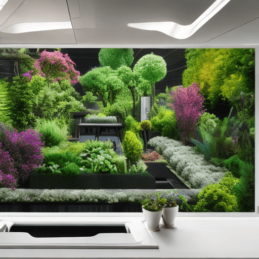 AI generated: futuristic countertop garden, photo, ultrarealistic, product shot --ar 16:9