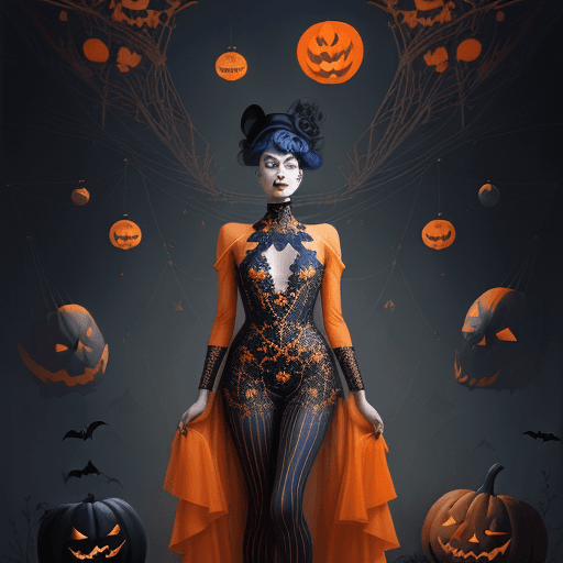 AI generated: Halloween By Pyotr Konchalovsky :: acrylic illustration and 24 karat gold leaf over photograph style...