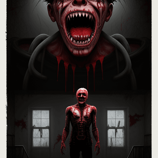 AI generated: Iron Maiden, Eddie as doctor in an hospital, long sharp teeth, red paint marks, dramatic, white ligh...