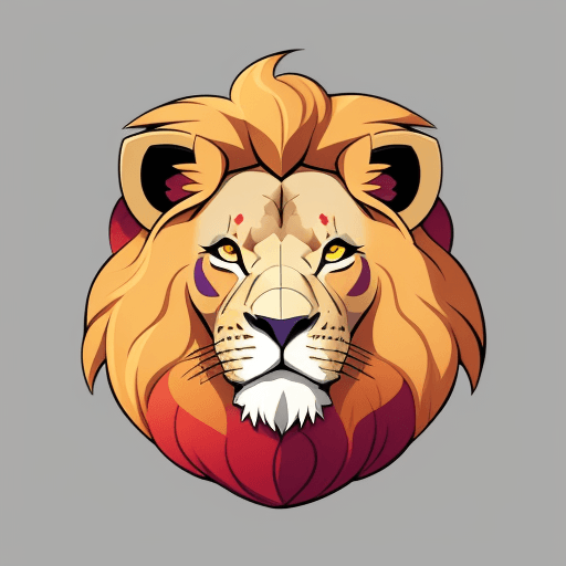 AI generated: simple colorful lion head cartoon, line art, logo for design company

