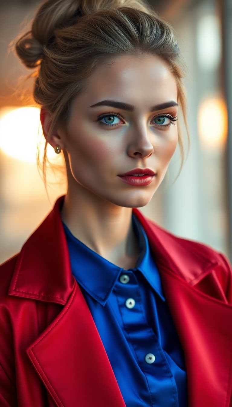 AI generated: "High resolution head & shoulder portrait photograph, cinematic style, soft pastel colours. Fair ski...