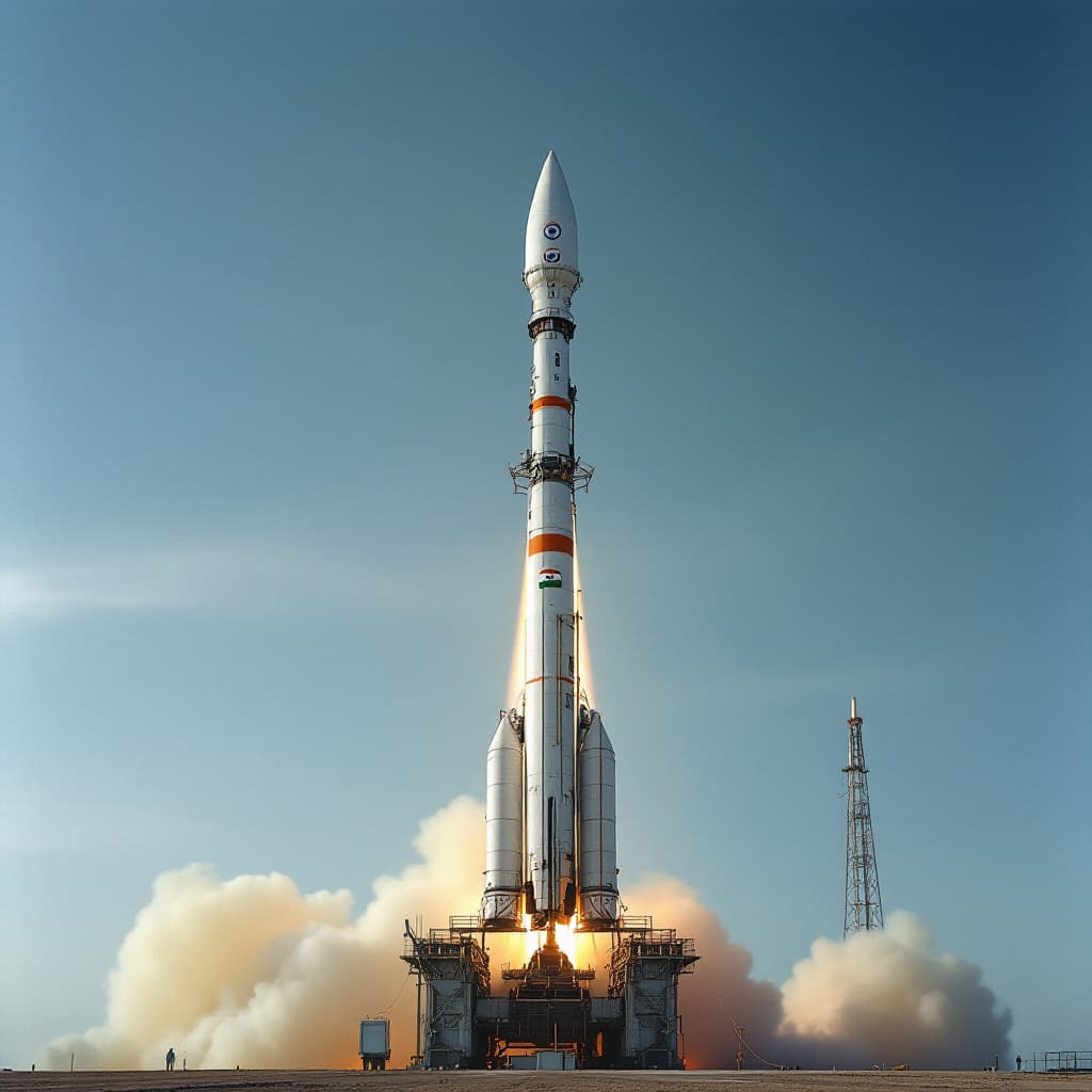 AI generated: ISRO ,india's space agency in its initial phase in 1970's ready to launch the gslv rocket with india...