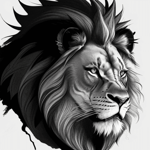 AI generated: complete full angry roar lion full face of the lion, Ink drawing neon colours of a full lion face, s...