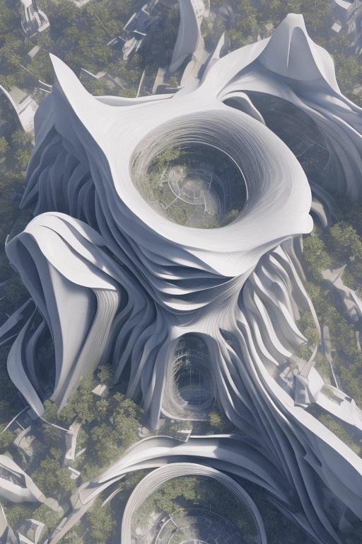 AI generated: A architectural aerial 3D rendering photorealistic visualization of a building inspired on the layer...