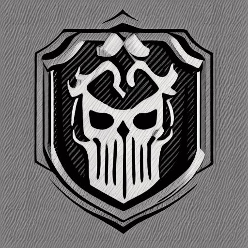 AI generated: intricate sword skull icon, fantasy badge, emblem, transparent background, two colours --v 4
