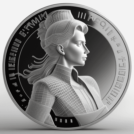 AI generated: Design a 3D rendered hyper realistic neo  futuristic commemorative digital coin for Jabel Foundation