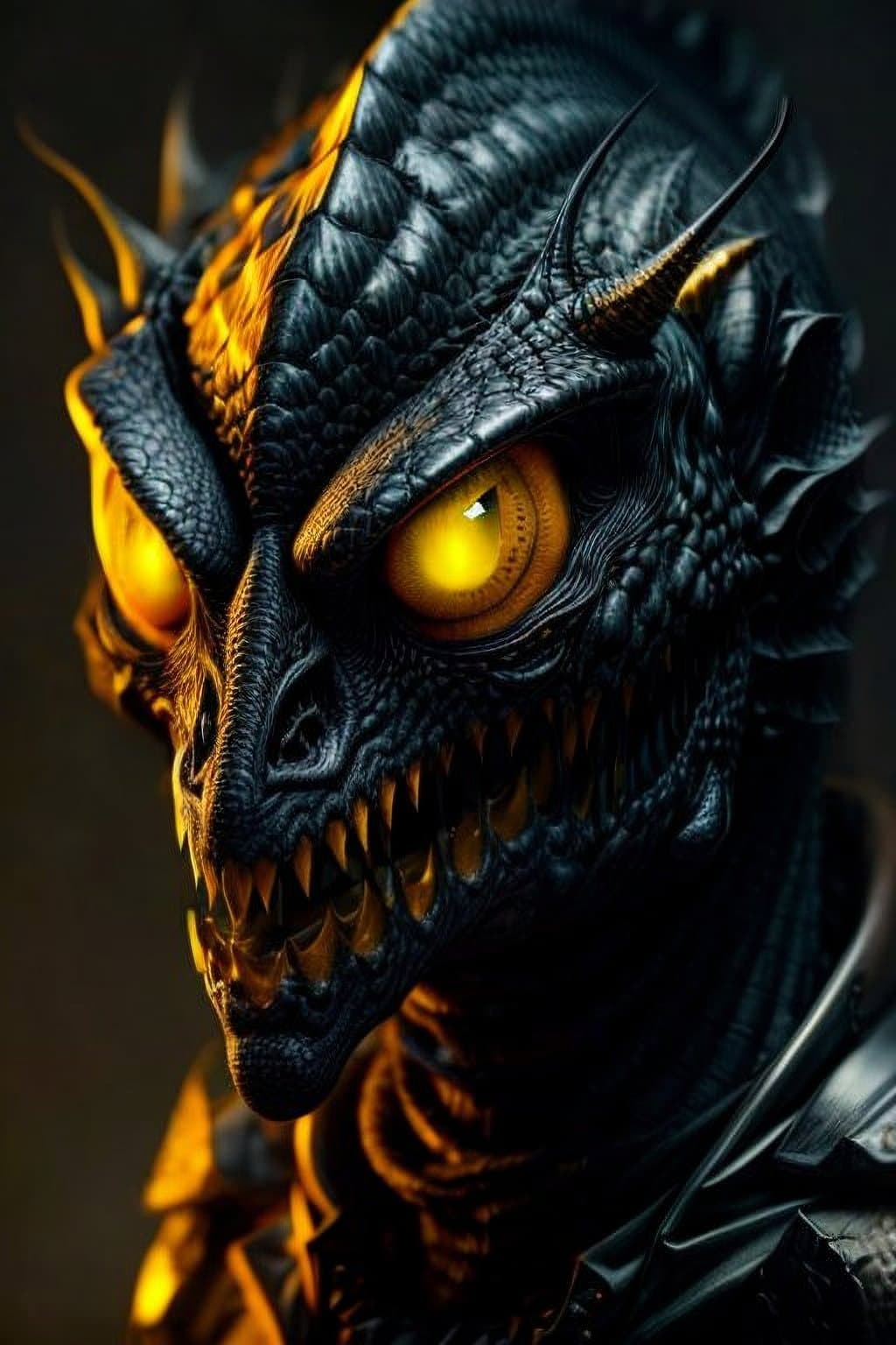 AI generated: Scary creature, flat snout, yellow eyes, horror, dark and haunting, hyperrealism, ultra-detailed, 8k