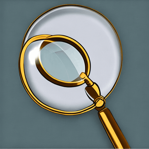 AI generated: magnifying glass with a metallic handle and rim; cartoon
