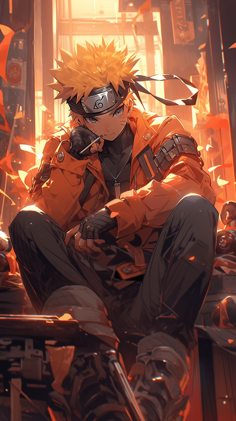 AI generated: naruto anime wallpaper, naruto wallpaper, in the style of cyberpunk dystopia, light yellow and dark ...