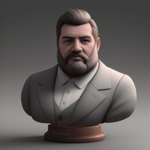 AI generated: Ilustación detallada tipo render 3D Estilo realista de un hombre parado frente un gigante, toma abie...