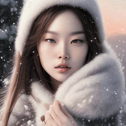AI generated: close-up photo, in the style of xiaofei yue, snow scenes, steve hanks, white and silver, normcore, c...