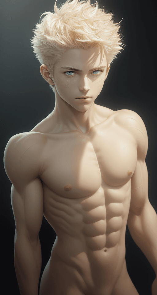 AI generated: Stable Diffusion prompt: Masterpiece, anime CG, boy, white spiked short hair, wheat-colored skin, mu...