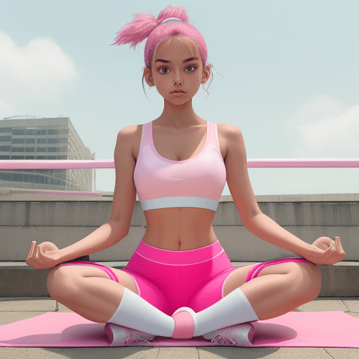 AI generated: Highest quality, perfect masterpiece, perfect art, 8K, (young and energetic girl, yoga, wearing pink...