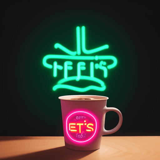 AI generated: i would like you to create me a logo for a hot drinks company named peter's picks using neon color a...